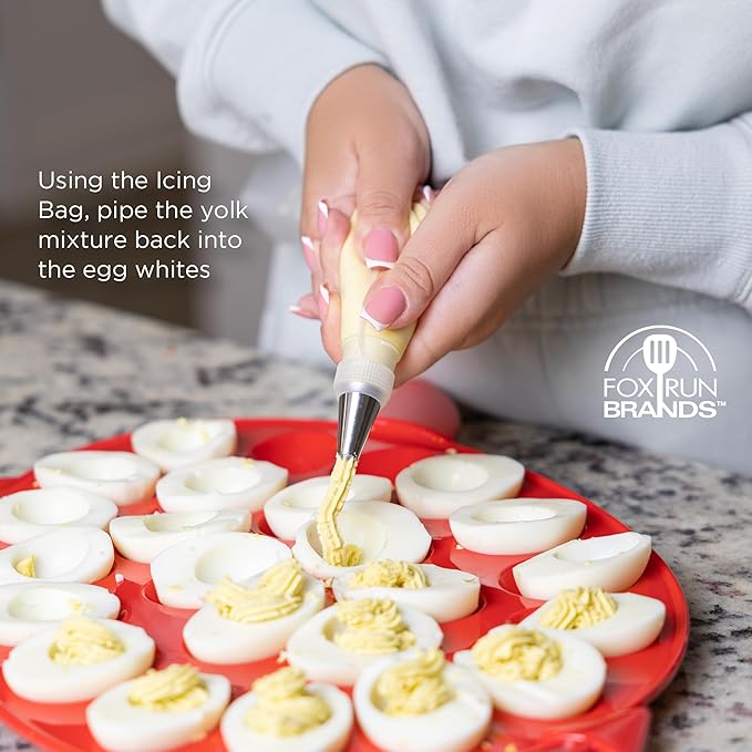 Fox Run Deviled Egg Making Kit, Includes Boiled Egg Timer, Masher and Deviled Egg Piping Tool