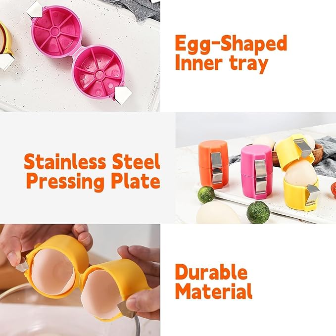Egg Shell Opener，2026 New Eggshell Cracker, Quickly Cuts Hard-Boiled Eggs, Boiled Egg Peeler, Stainless Steel Eggshell Breaker, Effortless Kitchen Gadget (3-Piece Set)