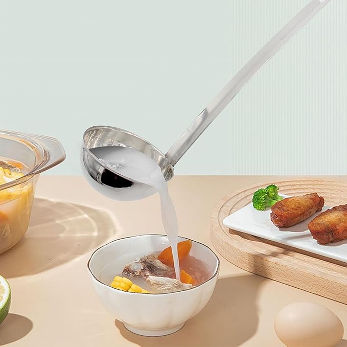 2PCS 10 Inch Stainless Steel Soup Ladle with Long Handle for Kitchen, Cooking, Soup, Sauce(2 oz)