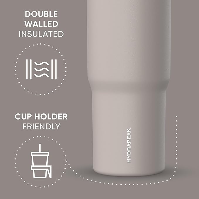 Hydrapeak Nomad 32 oz Tumbler with Handle and Straw Lid, Leakproof, Double Insulated, 32oz Cup Stainless Steel (Mocha)