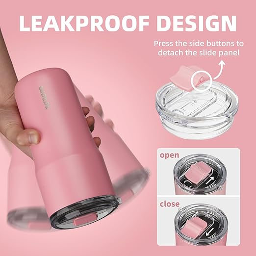 BJPKPK Insulated Tumbler,20oz Stainless Steel Tumbler with lid,Double Wall Travel Coffee Mug Thermal Cup,Keep Drinks Cold and Hot,Pink