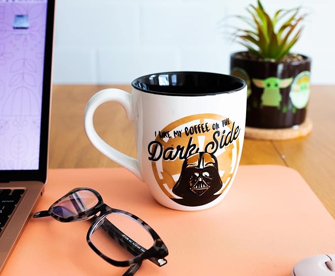 Star Wars "I Like My Coffee On The Dark Side" Ceramic Mug | BPA-Free Large Coffee Cup For Espresso, Caffeine, Beverages, Home & Kitchen Essentials | Lucasfilm Gifts and Collectibles | Holds 18 Ounces