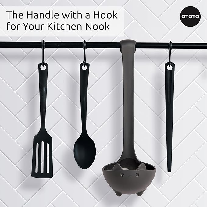 OTOTO Katie Cat Soup Ladle - Halloween Gifts Black Cat, Gothic Gifts, Gifts for Cat Lovers - Spooky Cat Gift, Cute Kitchen Accessories, Fun Gifts (Katie Cat, Black)