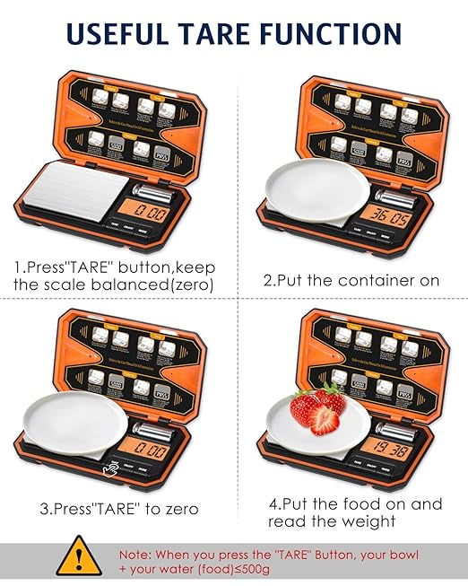 Digital Pocket Scale, High-Precision 500g x 0.01g Gram Scale with 50g Calibration Weight, Mini 6 Units Jewelry Scale with LCD Display, Tare Function for Food, Jewelry, Coin, Coffee, Battery Included