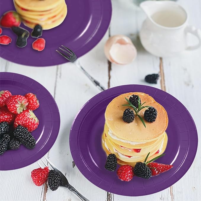 40Pcs Disposable Paper Plates Purple,Including 20pcs 9" and 20pcs 7" Plates,Strong and Sturdy Disposable Plates for Party, Dinner, Holiday, Picnic,Birthday Party, Dinner Table, Wedding