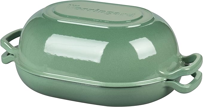 Enameled Cast Iron Sourdough Bread Oven, Dutch Oven, Loaf Cast Iron Bread Pan for Homemade Bread Baking, Meatloaf Pan with Lid, 7QT, Sage Green