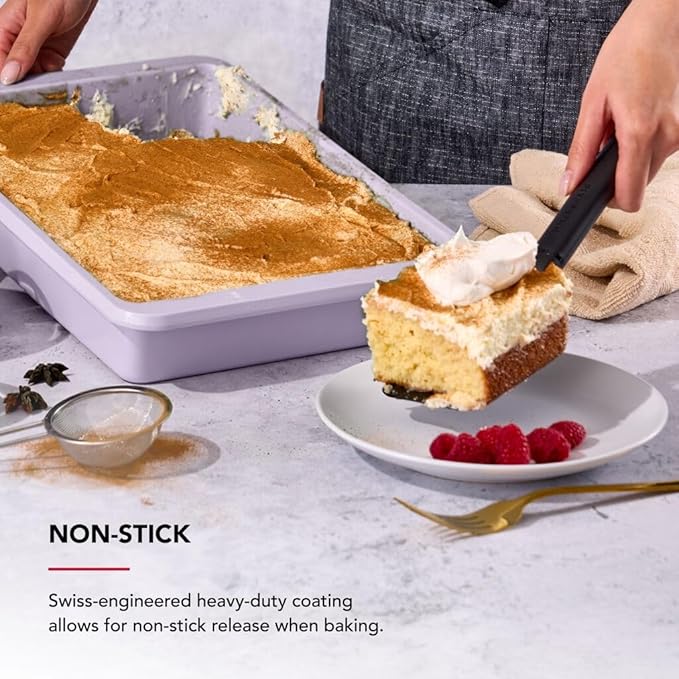 KitchenAid 9 x 13-In Nonstick Swiss Engineered Aluminized Steel Cake Pan, Dishwasher Safe, Wildflower
