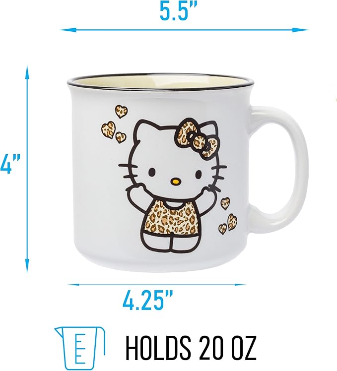 Silver Buffalo Sanrio Hello Kitty Leopard Outfit Ceramic Camper Mug, 20 Ounces