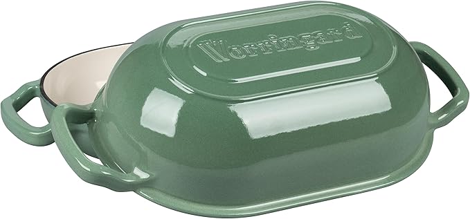 Enameled Cast Iron Sourdough Bread Oven, Dutch Oven, Loaf Cast Iron Bread Pan for Homemade Bread Baking, Meatloaf Pan with Lid, 5QT, Sage Green