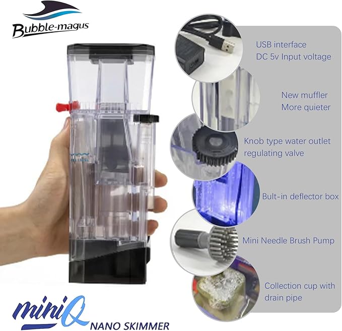 Bubble Magus MiniQ Internal Nano Protein Skimmer for Marine Saltwater Aquarium Up to 20 gallons