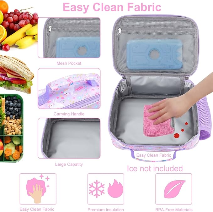 RHCPFOVR Kids Lunch Bag - Insulated Lunch Box for Boys Girls,Washable Lunch Bag and Reusable Toddler Leak-proof Lunchbox for School and Daycare