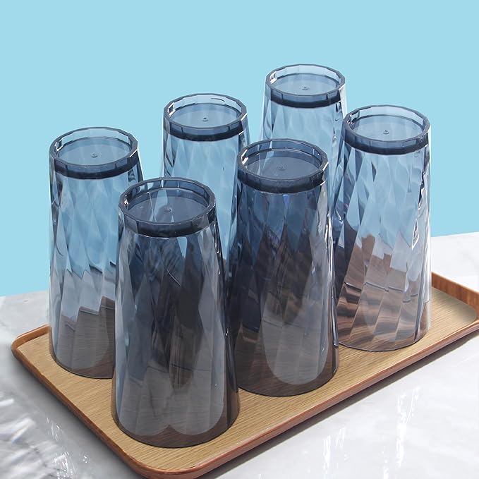Unbreakable Plastic Drinking Glasses,Set of 6, Shatterproof Drinking Cups, Plastic glass cups,20ozplastic Tumbler Cups, Dishwasher Safe (Grey 20oz)