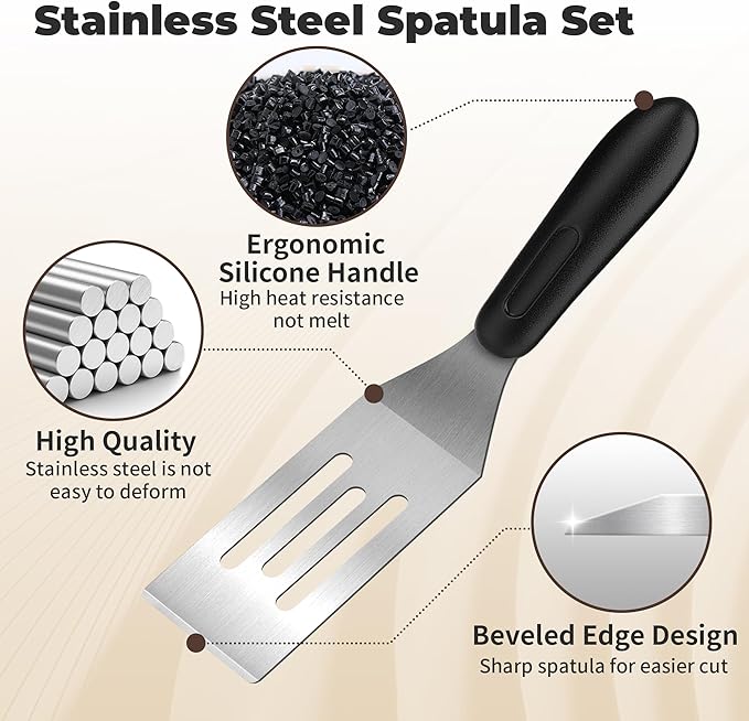 2Pcs Stainless Steel Spatula Set,Mini Serving Spatula for Kitchen Use,Metal Spatula for Cooking with Heat Resistant Handle,Metal Spatulas for kitchen use for Pancakes、Lasagna、Brownies (4PCS)