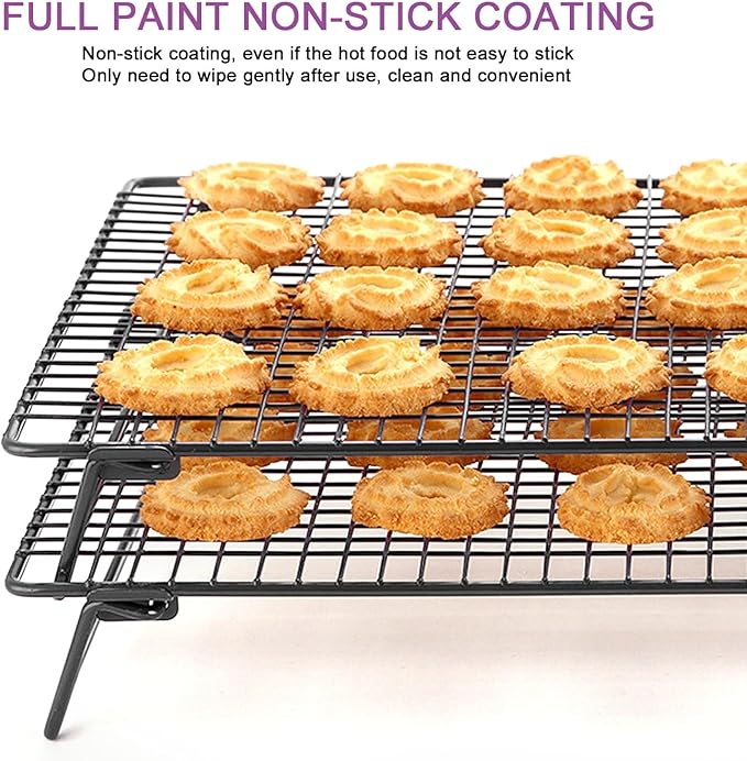 Cooling Rack for Baking, 17 x 11 Inch Large Wire Rack with Foldable Legs, Heavy Duty Metal Cooling Rack for Cookies, Cake, Bread, Roasting, Drying – Oven Safe & Dishwasher Safe