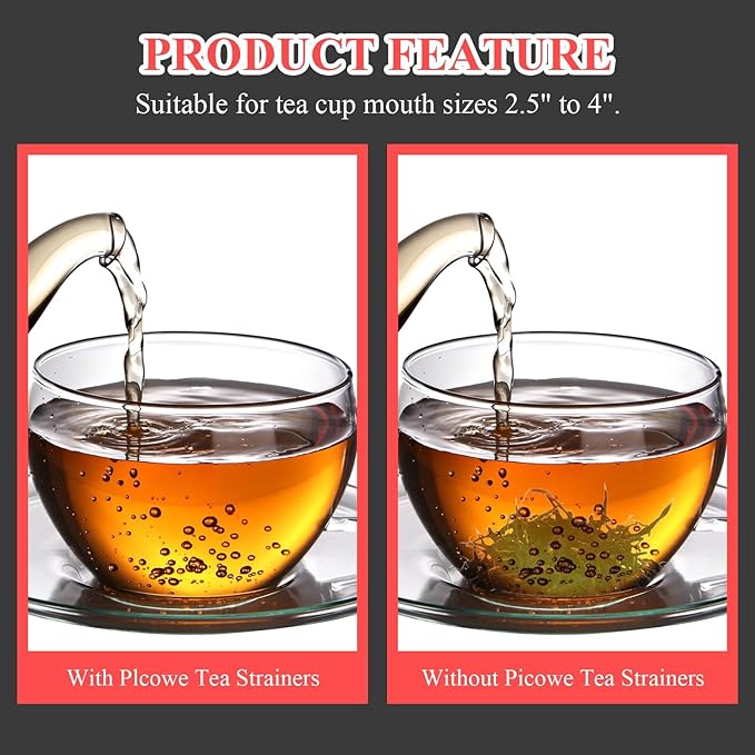 4 Pack Tea Strainer Bowl, Stainless Steel Loose Leaf Tea Filter for 2.5-4 Inch Cup Mouth, Gold