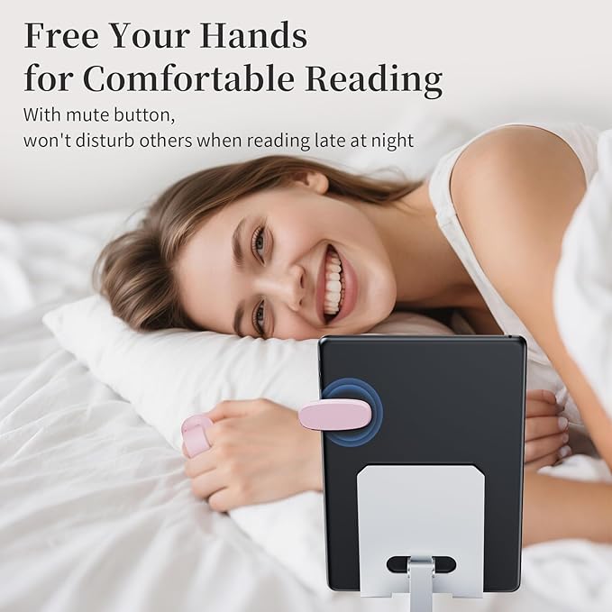 Finger Ring Kindle Page Turner Remote, Rechargeable Wireless Clicker for Kindle Paperwhite, E-Readers & Camera, Perfect for Hands-Free Reading Anywhere, Bed, Treadmill Reading (Pink)