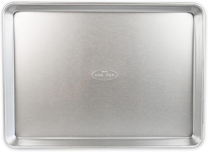 USA Pan Bakeware Traditional Aluminized Steel Uncoated Half Sheet Baking Sheet Pan, Made without nonstick coating