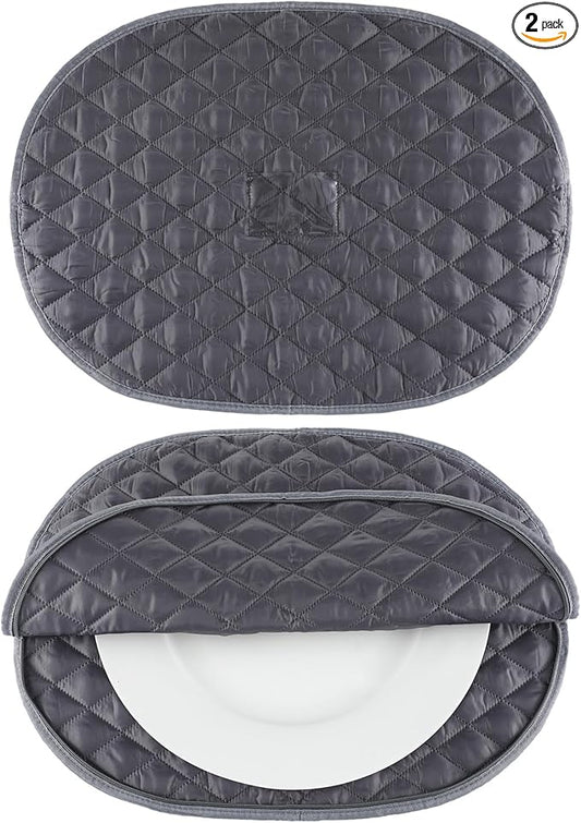2 Pcs Large Platter Storage Case 22 x 17 Inches Quilted Stackable with Label Holder China Storage Containers for Plates and Serveware
