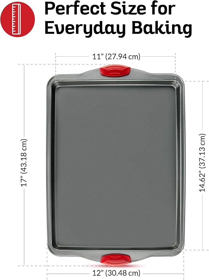 Boxiki Kitchen Non-Stick Baking & Cookie Sheet Pan Non-Toxic 11x14 Inch Rimmed Carbon Steel Baking Sheet. Dent, Warp and Rust Resistant. Heavy Gauge Steel Oven Baking Sheet. 1 Tray.