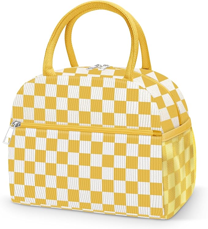DALINDA Corduroy Lunch Box for Women,Insulated Lunch Bag Cute Cooler Tote Bag,Reusable 11L Large Capacity for Work Camping Picnic