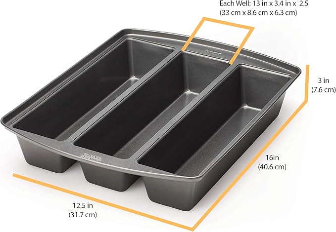 Chicago Metallic Professional Lasagna Trio Pan, Perfect for loaf breads, cakes and more 12.5 by 16 by 3 inches, Silver (Pack of 12)