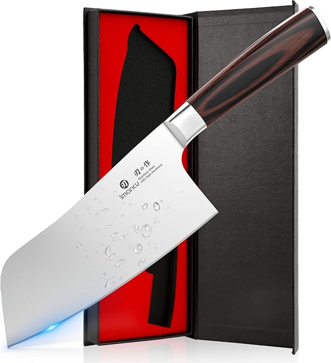 imarku 7 Inch Meat Cleaver Knife,Japanese SUS440A High Carbon Stainless Steel Butcher Knife with Ergonomic Handle,Ultra Sharp Vegetable Kitchen Knife for Home,Birthday Gifts for Men and Women