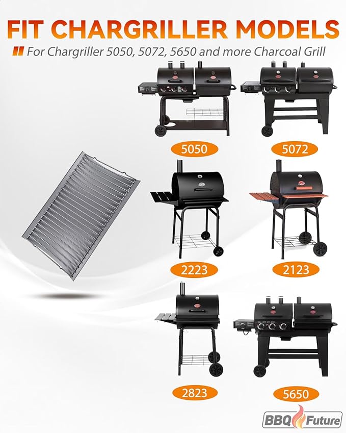 MixRBBQ 20 Inchs Ash Pan with 2pcs Fire Grate Hanger for Chargriller 5050, 5072, 5650, 2123 2223 2823 Charcoal Grills, 200157 Grill Tray Replacement for Chargriller, Stainless Steel Drip Pan