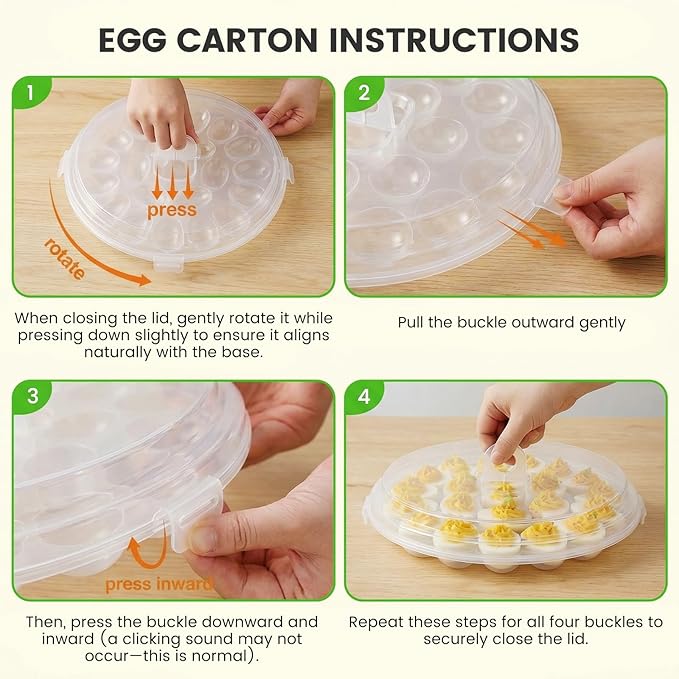 HANSGO Deviled Egg Containers with Lid, Portable Deviled Egg Platter Carrier Holder Trays with 22 Slots for Holiday Party and Home Kitchen, Clear