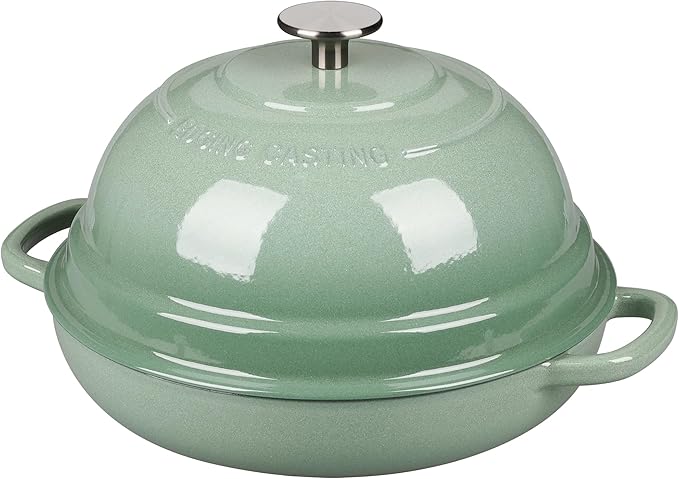 Enameled Cast Iron Dutch Oven Pot with Lid, Round Bread Oven for Homemade Sourdough Bread Baking, 6 Quart, Sage Green