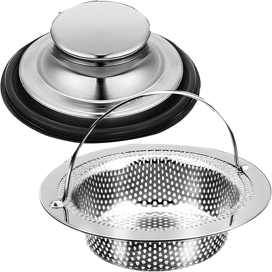 2 Pack Kitchen Sink Drain Strainer with Handle 4.5 inch Diameter, Rust Free (Kitchen Sink Stopper)