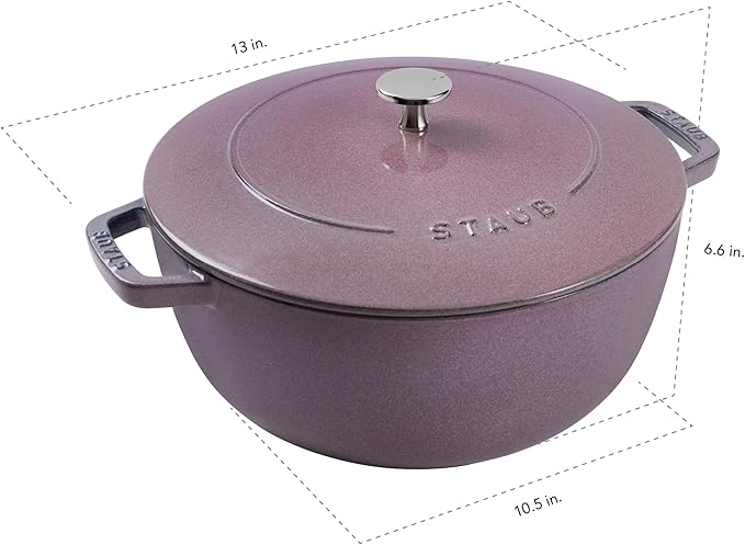 Staub Cast Iron Essential French Oven, Dutch Oven, 5-quart, serves 5-6, Made in France - Lilac
