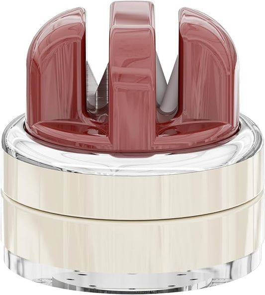 Kitchen Knife Sharpener with Suction base for Hands Free Pocket Knife Sharpeners,All-in-one Professional Knife and Tool Sharpener Suitable for: Kitchen Knives,Cleaver,Fruit Knives,Scissors(Red)