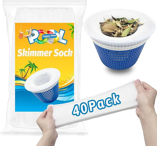 40-Pack Pool Skimmer Socks, Ultra Fine Mesh Screen Skimmer Filter Socks Swimming Pool Skimmer Basket Sock Pool Cleaning Filter Socks Cleans Debris and Leaves for In-Ground or Above Ground Pools