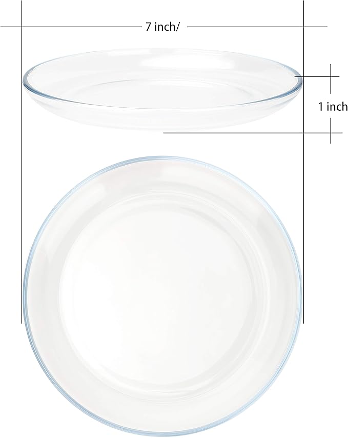 FOYO Dessert Plates, Classic Tempered Glass Dinnerware Sets, 7 Inch, Set of 3