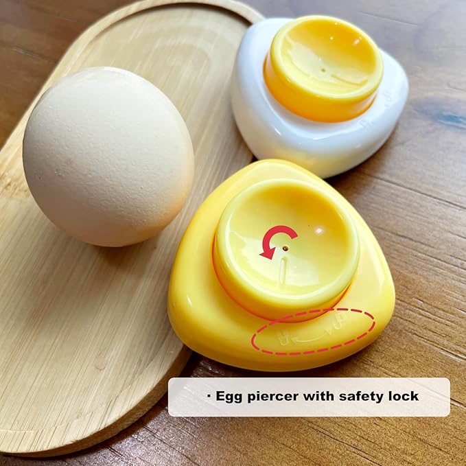 Magnetic Egg Piercer for Hard Boiled Eggs, Jawbush Egg Poker Tool with Safety Lock, Super Easy Egg Peeler and Egg Hole Puncher for Raw Eggs, Egg Pricker with Stainless Steel Pin