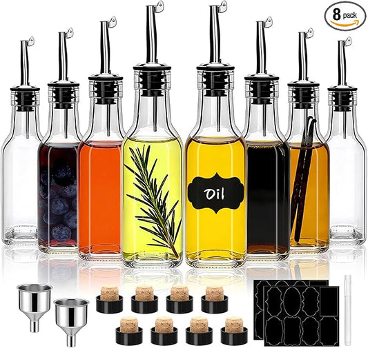 6oz Oil Dispenser for Kitchen with Stainless Steel Pourer Spouts,8 Pack Olive Oil Dispenser Bottle,Olive Oil Dispenser