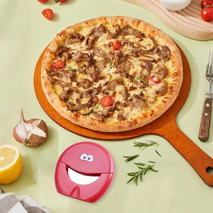 Pizza Cutter Wheel with Cover, Stainless Pizza Cutter, Sharp & Easy to clean, Dishwasher Safe for Kitchen(Red)