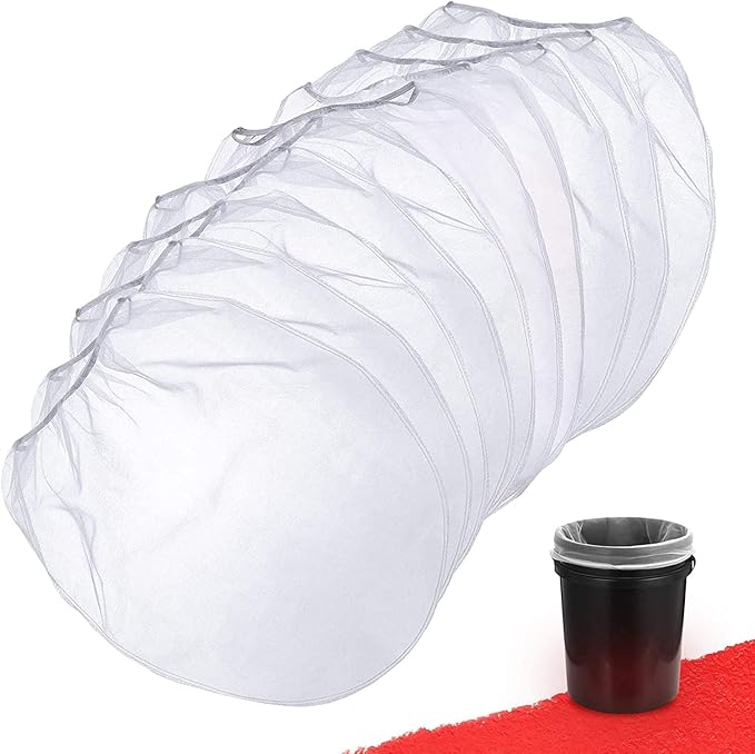 Paint Strainer Bag, 5 Gallon Paint Strainer with Elastic Top Opening White Fine Mesh Filters Bag for Paint Gardening (10 Pieces)