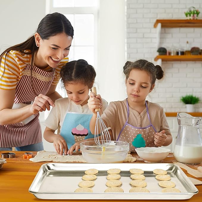 KITCHENATICS Aluminum Half Sheet Size Baking Pans, Nonstick Cookie Sheets for Baking, Oven Safe Baking Sheet Pans, Heavy Duty 1/2 Commercial Baking Sheets for Oven - 13.1" x 17.9" IN, Set of 2