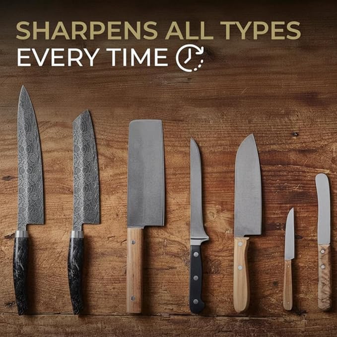 5 Angles High Carbon Stainless Steel Rolling Knife Sharpener with 400, 1000 & 3000 Replacement Discs - Blunt Knife Sharpening Kit with 12°, 15°, 17°, 19° and 22° Sharpening for Kitchen & Chef's Knives