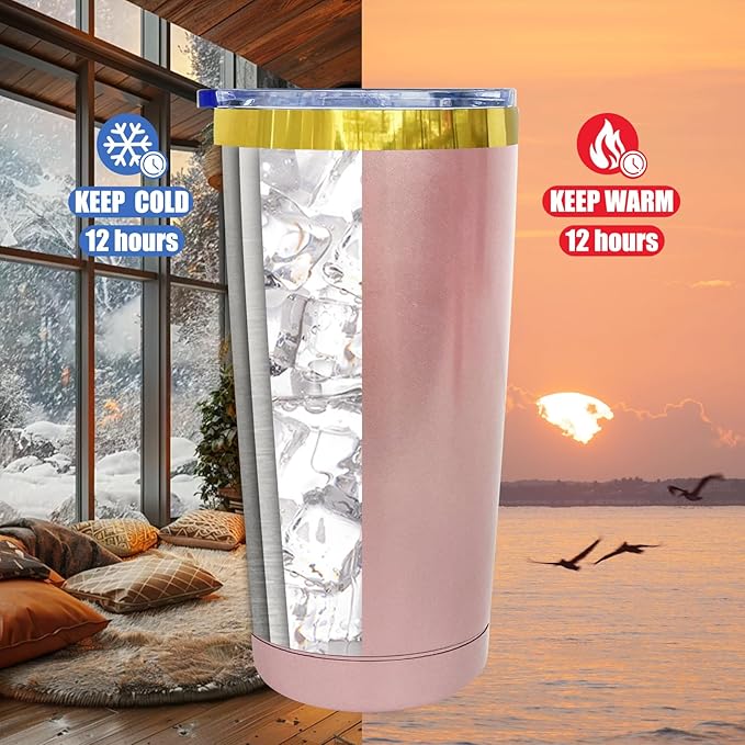 20 oz Tumbler Bulk 4 Pack Stainless Steel Tumblers with Lids and Straws, Double Wall Vacuum Insulated Travel Coffee Mug for Laser Engrave, Powder Coated Cups for Hot and Cold Drinks (Rose Gold,4 pack)