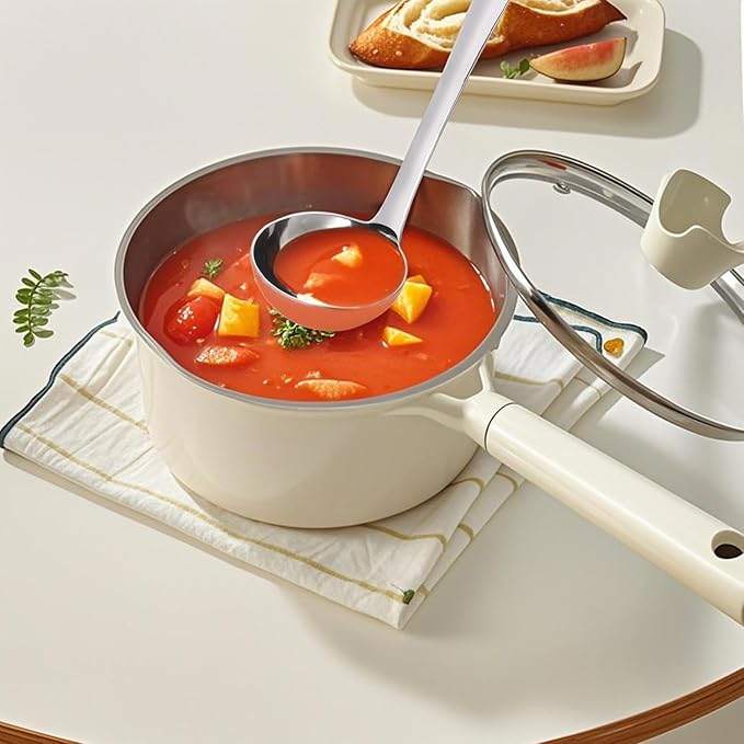 Large Ladle Spoon 10.6 Inches Stainless Steel, Heavy Duty Mirror Polished Cooking Utensil, Dishwasher Safe, Kitchen Serving Tool, Rust-Resistant Metal Unique Soup Spoon
