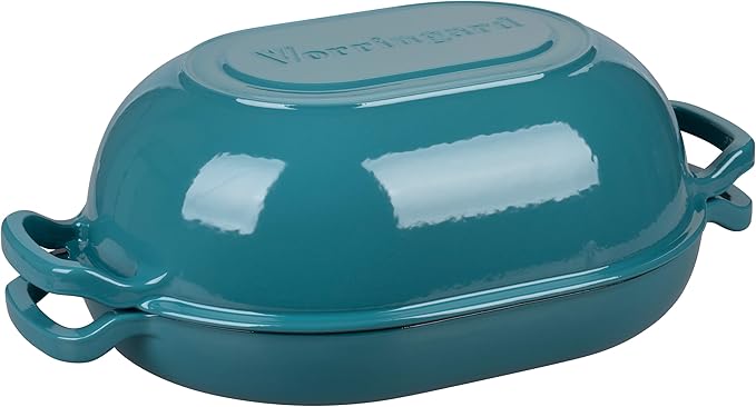 Enameled Cast Iron Sourdough Bread Oven, Dutch Oven, Loaf Cast Iron Bread Pan for Homemade Bread Baking, Meatloaf Pan with Lid, 7QT, Bluegreen