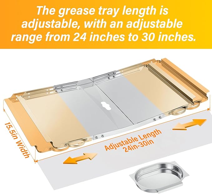 Suranew Grease Tray Replacement for Dyna Glo, Dynaglo, Nexgrill & Expert Grill Parts - Universal Drip Pan with Catch Pan for 4/5 Burner Gas Grills (Kenmore, BHG, 24"-30") Corrosion-Resistant