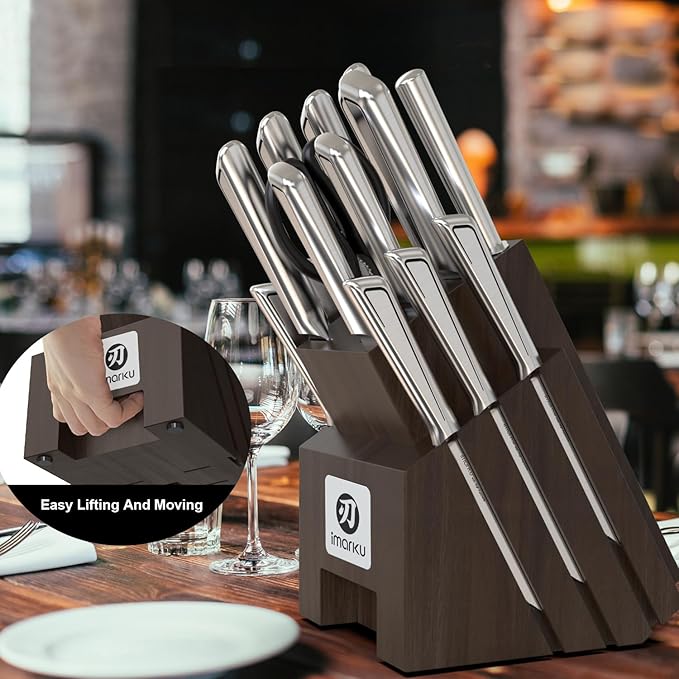imarku Knife Set, 16 PCS Kitchen Knife Set with Block High Carbon Steel, Ultra Sharp Japanese Knives Set for Kitchen, Ergonomic Handle, Dishwaher Safe, Home Kitchen Essentials, Gifts for Men Women