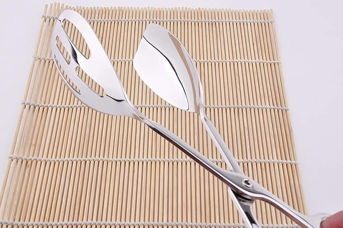 KEBE 2-PACK Serving Tongs for Cooking Buffet Party Catering, Thickening Food Serving Cake Bread Kitchen Salad Tongs, Stainless Steel