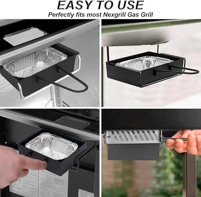 Grill Drip Pan for Nexgrill 720-0830H with 15Pack Aluminum Foil Liner,Grease Catcher Cup Box for Home Depot Nexgrill 720-0830D,720-0888N,720-0925P,720-0896,720-08882A,Grease Pan for Cuisinart CGG-7400