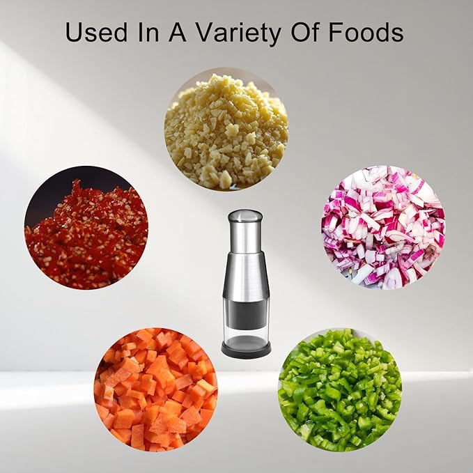 Manual Pressed Chopper,Compact Mini Dicer Food Chopper,Multifunctional Manual Garlic Press,Stainless Steel Hand Food Chopper for Mincing Garlic Press Stainless Steel(1 PCS)