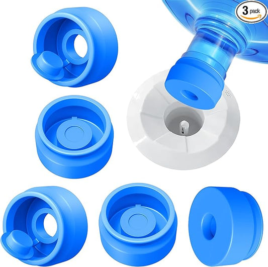 3 and 5 Gallon Water Jug Cap, Silicone Reusable Replacement Cap, Non Spill Bottle Caps for 55mm Bottle Water Dispenser Caps - Pack of 3