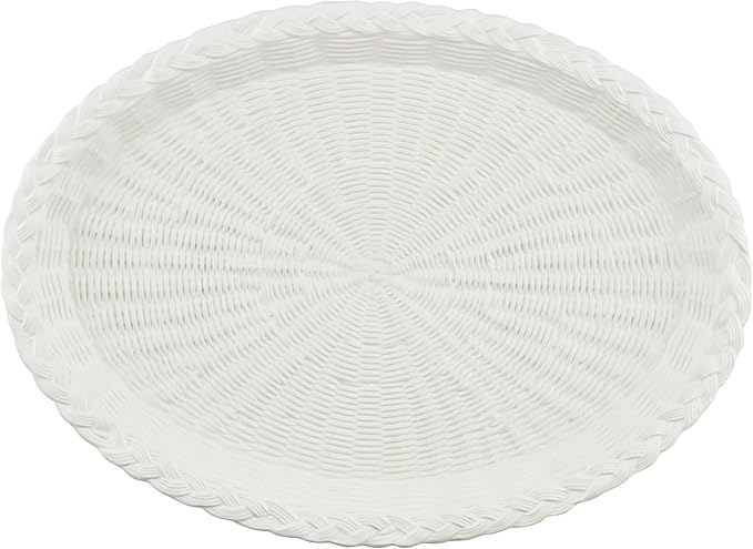 Mud Pie 12 1/2" x 17" Woven Ceramic Platter, White